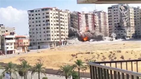 Video captures explosion as Israeli missile strike hits Gaza City building