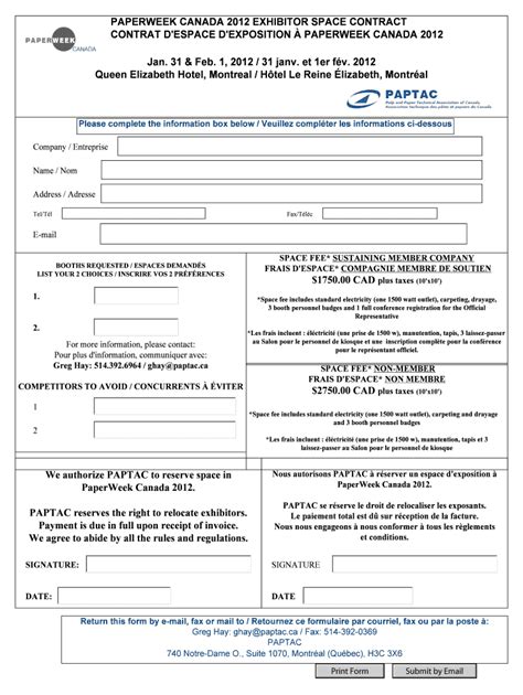 Fillable Online Booth Reservation Form Formulaire De R Servation Fax