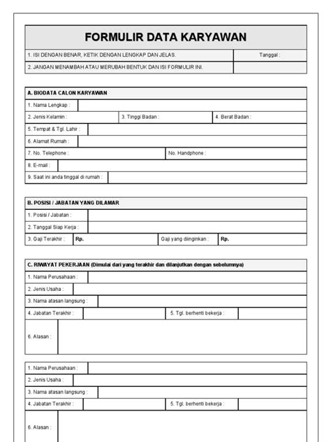 Form Data Karyawan