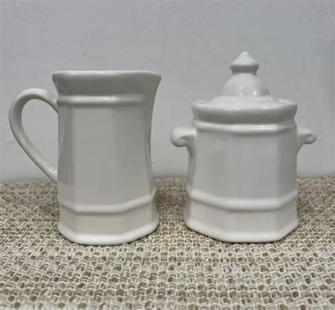 Pfaltzgraff Vintage Heritage White Sugar Bowl W Lid Pitcher Creamer