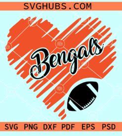 Cincinnati Bengals Heart Svg Bengals Football SVG Benglas Scribble