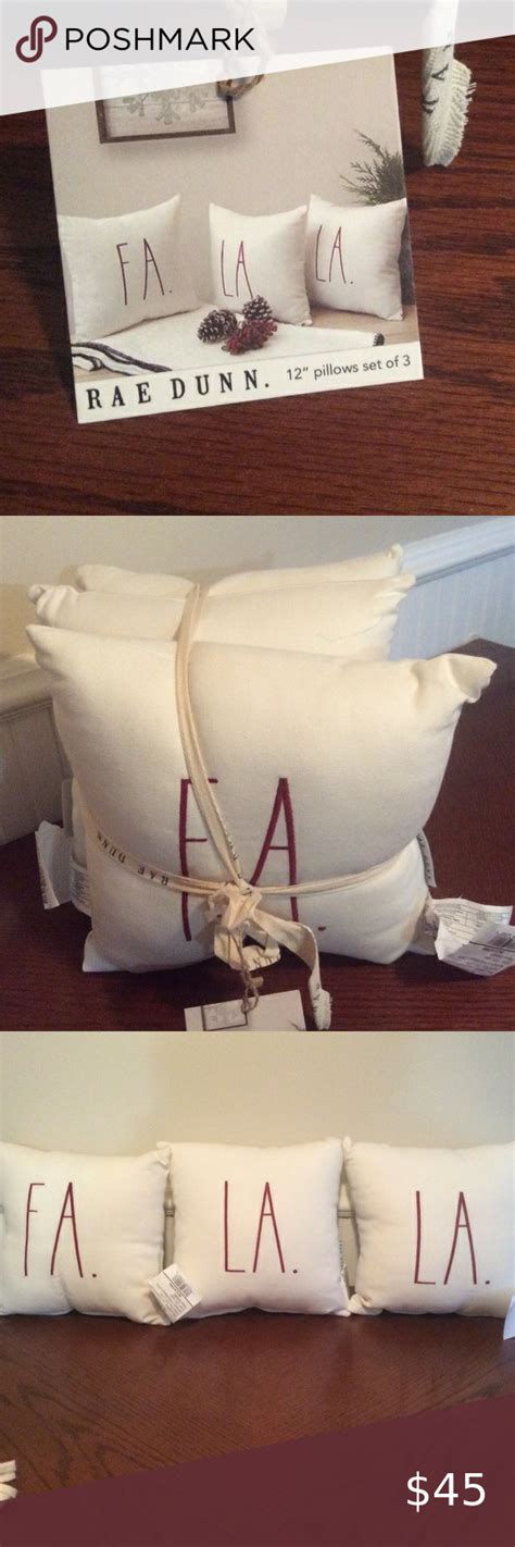 Rae Dunn FA LA LA Pillow Set Bright Accent Pillow Holiday Accent