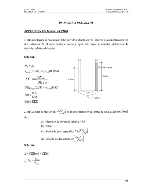 Capitulo Ii Texto Guia Hidraulica I Esta Estatica De Fluidos