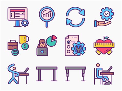 workflow icon set flat icons