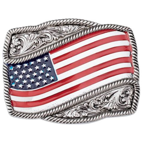 American Flag Cowboy Belt Buckle Western Cowboy