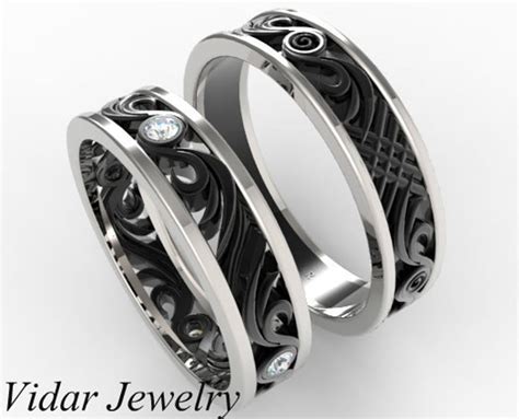 Matching Wedding Band Set His And Hers Diamond Wedding Band Etsy