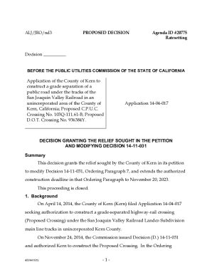 Fillable Online Docs Cpuc Ca 1 ALJ JRO Nd3 PROPOSED DECISION Agenda