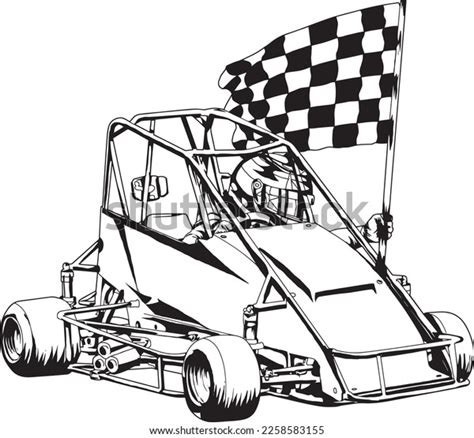 Quarter Midget Racing Outline Illustration Poster Stock Vector Royalty