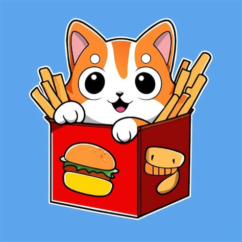 Premium Vector Fast Food Cat A Box Of Cute Nuggets That Are Shap