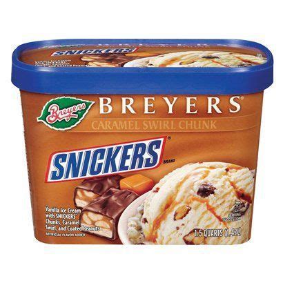 Snickers Breyers Blasts Snickers Frozen Dairy Dessert Caramel Swirl