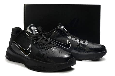 Nike Zoom Kobe V 5 Retro Black Metallic Silver Basketball Shoes 386647