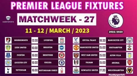 Premier League Schedule Complete Fixtures Dates Times For All