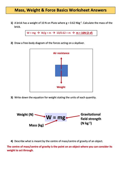 Mass, Weight & Force Basics - A Level Physics | Teaching Resources