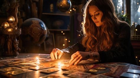 Premium Photo A Woman Tarot Reader Makes A Tarot Card Spread Ai