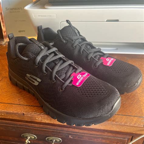 Skechers Women’s Black Memory Foam Trainers Brand... - Depop