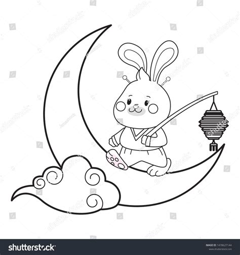 Mid Autumn Cute Rabbit Paper Lantern Stock Vector Royalty Free