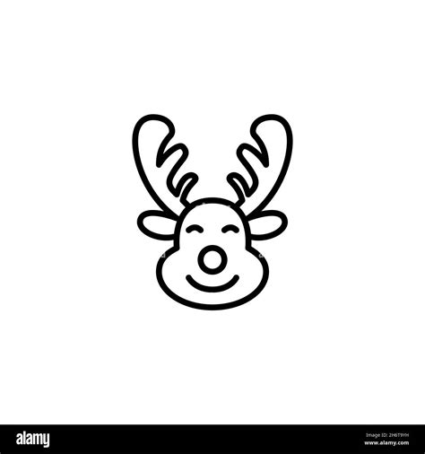 Cartoon Style Santa Reindeer Christmas Pixel Perfect Editable Stroke Vector Icon Stock Vector