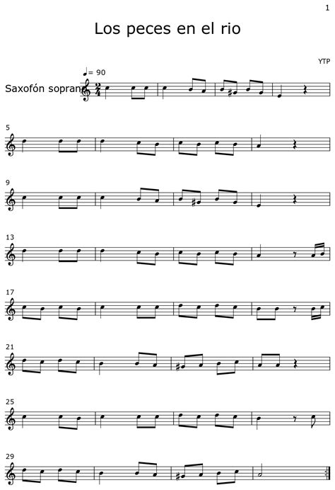 Los Peces En El Rio Sheet Music For Soprano Saxophone