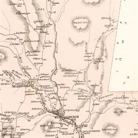 Vintage Map Of Williamsburg Massachusetts 1873 By Teds Vintage Art