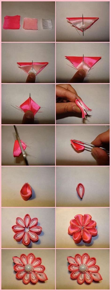 Diy Make Simple Ribbon Flowers Step By Step K4 Craft