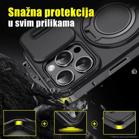 Maska Futrola CamShield Ring Stand Za IPhone 16 Pro 6 3 Crna Mob Shop