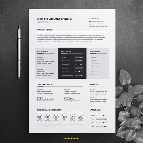 One Page Resume / CV Design Template Clean and Professional - Etsy