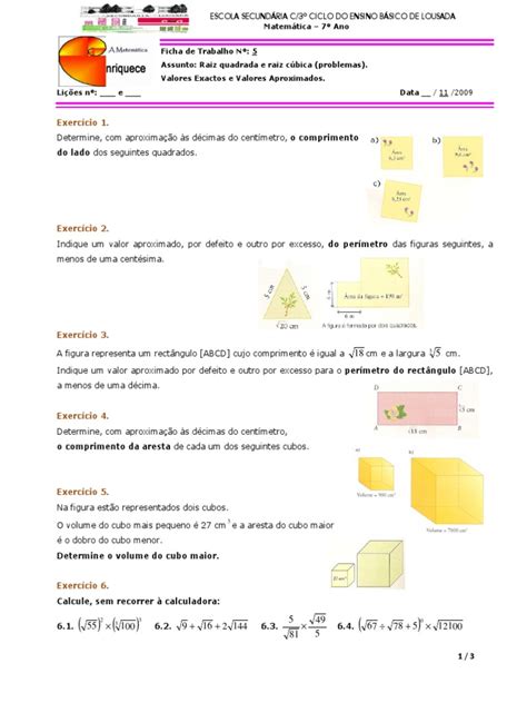 Raiz Quadrada E Raiz Cubica - ft5 Raiz Quadrada Cubica e Problemas | PDF | Matemática | Geometria
