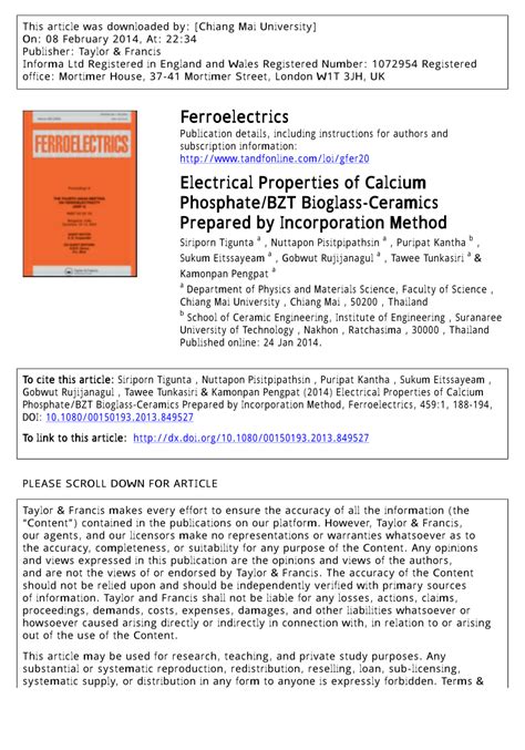 (PDF) Electrical Properties of Calcium Phosphate/BZT Bioglass-Ceramics ...