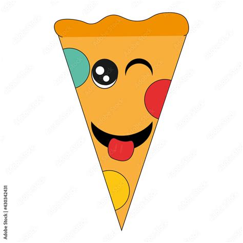 Cartoon Pepperoni Pizza slice. Vector illustration. Stock Vector ...