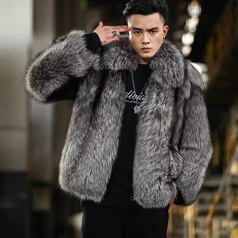 Men S Silver Oversized Soft Fluffy Fur Jacket Faux Etsy UK