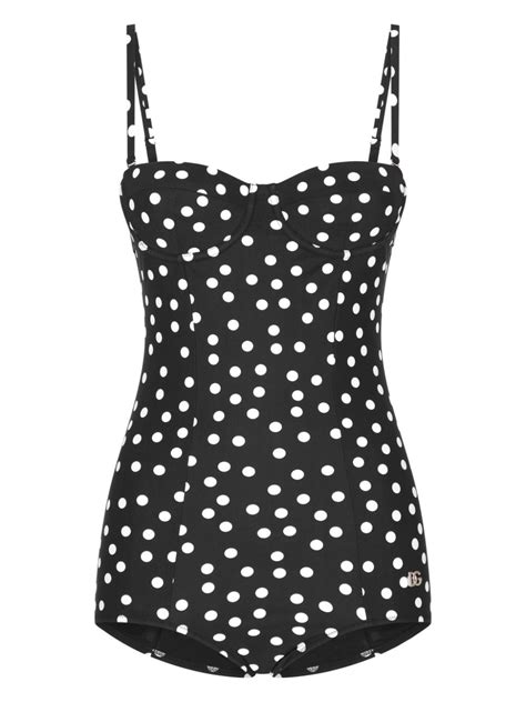 Dolce And Gabbana Polka Dot Balconette Swimsuit Black Farfetch