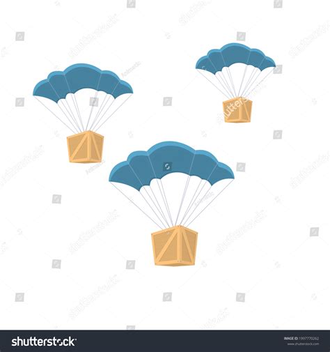 Cargo On Parachute Parcel Delivery Vector Stock Vector Royalty Free