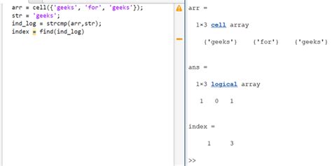 Matlab Find Exact String In Cell Array Geeksforgeeks