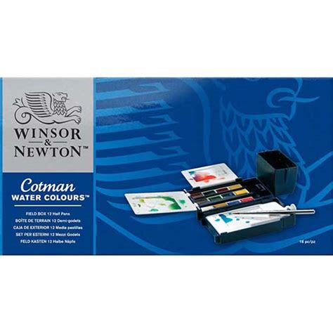 Winsor Newton Cotman Watercolor Field Box Set W Brush 12 Half Pans