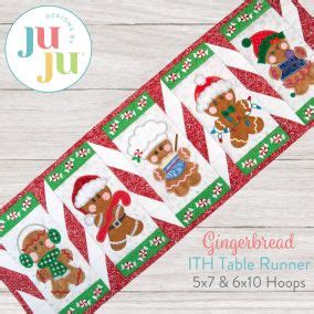 ITH Peeking Gingerbread Mug Rug Machine Embroidery Designs By JuJu