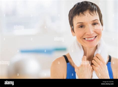 Portrait Of Mature Woman In Gym Stock Photo Alamy