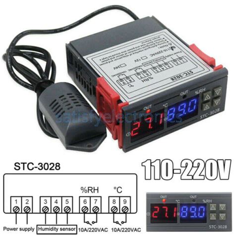 STC 3028 AC110 220V Dual Digital Temperature Humidity Controller