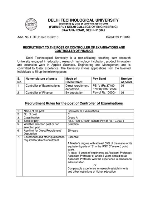 Fillable Online Dtu Ac DELHI TECHNOLOGICAL UNIVERSITY Dtu Ac In Dtu