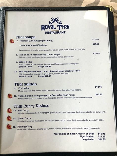 Menu At Royal Thai Restaurant Riverview