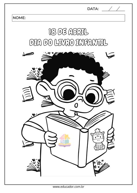 Desenho Para Colorir Do Dia Do Livro - Caderno com desenhos do Dia do Livro para colorir - Educador