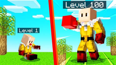 Turning Into One Punch Man Superhero In Minecraft Level 1 Vs Level 100 Youtube