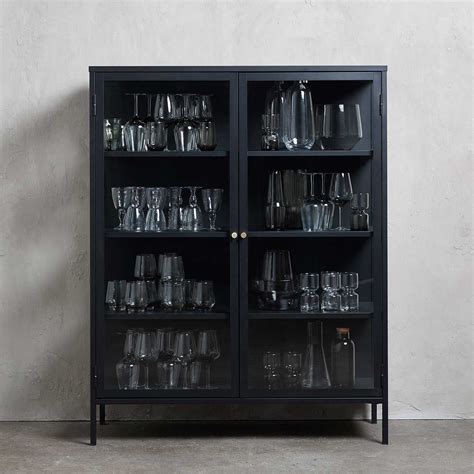 Wales Two Door Black Metal Cabinet | 422806021/22 | | AFW.com