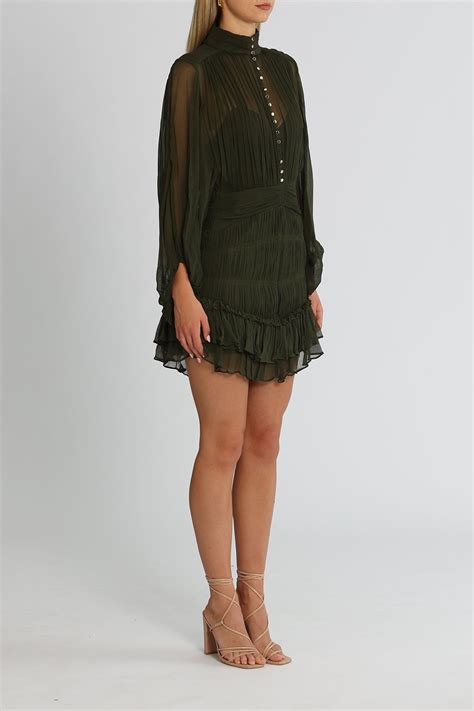 Hire Safira Button Up Ruched Mini Dress In Olive Shona Joy Glamcorner