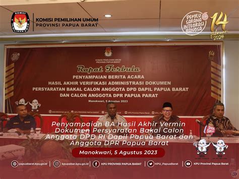 Kpu Umumkan Hasil Akhir Verifikasi Administrasi Calon Anggota Dpd Ri