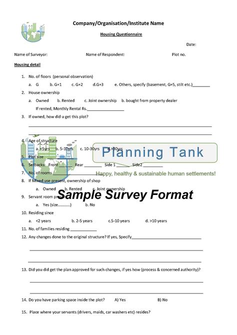 Sample Survey Questionnaire Format