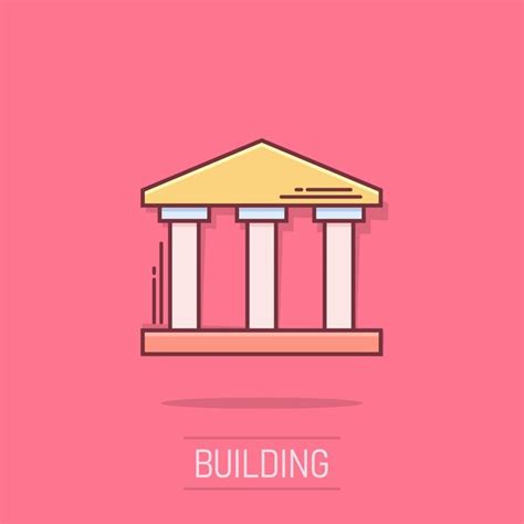 Premium Vector Bank Building Icon In Comic Style Government