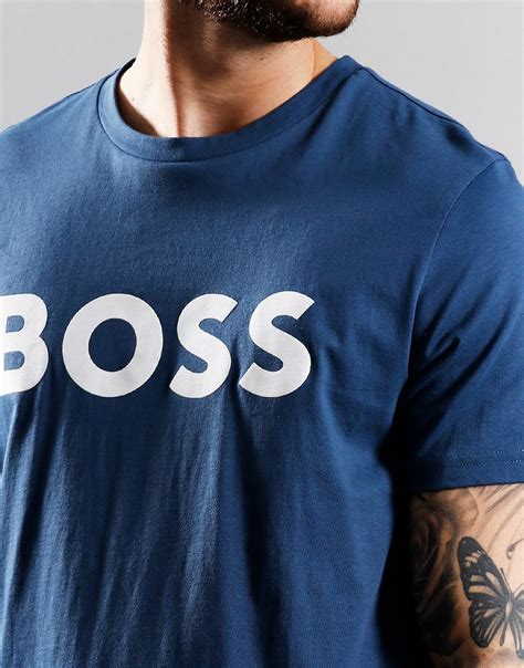 Boss Thinking 1 T Shirt Navy Terraces Menswear