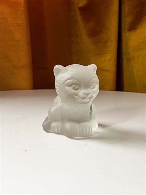 Vintage Goebel Frosted Glass Cat Figurine Paperweight Etsy