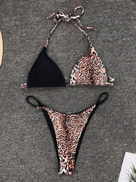 Sexy Triangles Split Joint Bandage Split Type Bikini Swimsuit