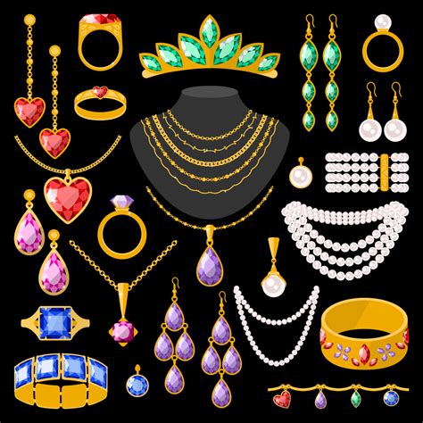 Set Cartoon Jewelry Accessories Vector Fashion Spoon Jewelry Diy